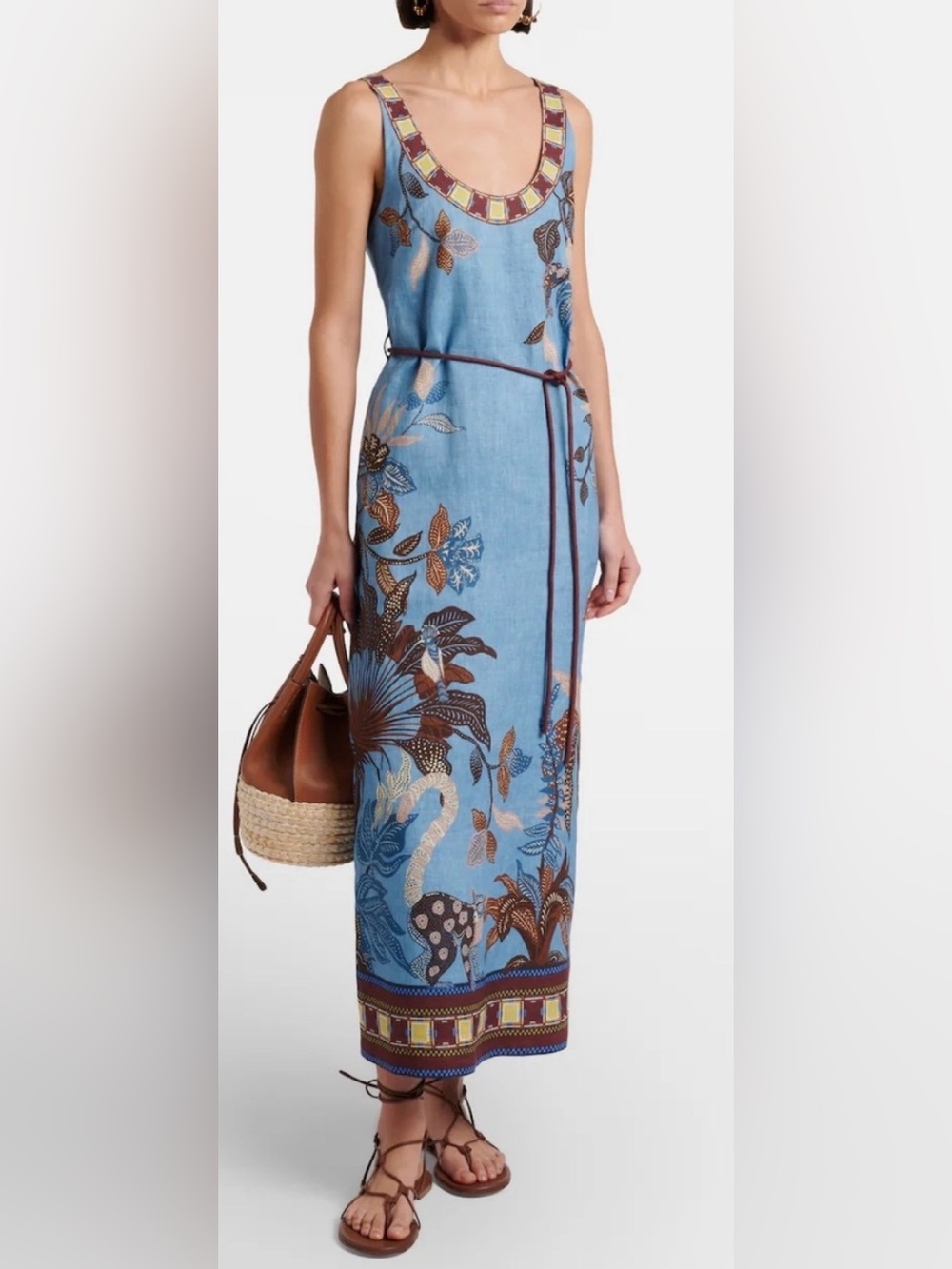 ALEMAIS Georgie printed linen midi dress